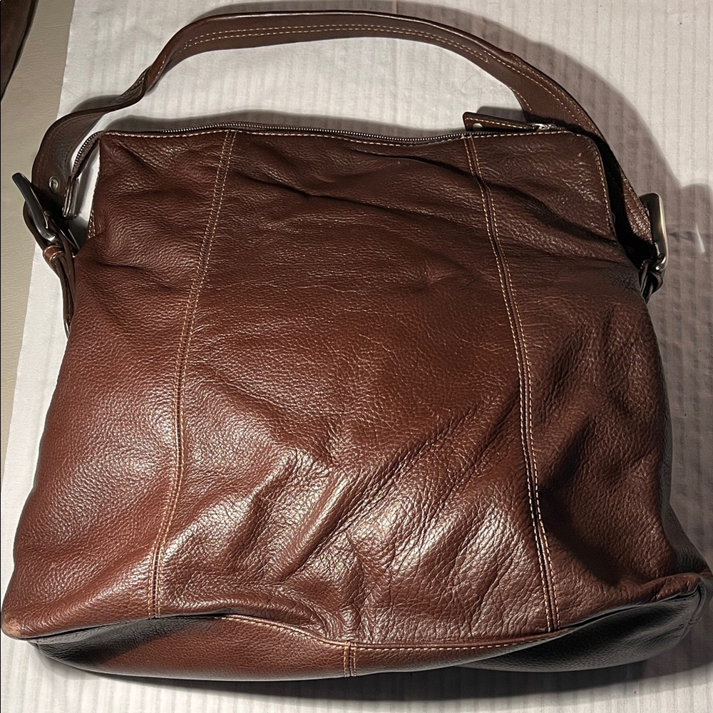 Audrey Brooke Rich Brown Leather Hobo Bag